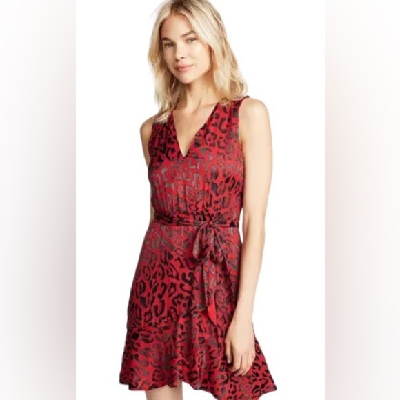 Alice + Olivia Dresses & Skirts - NWT Alice + Olivia Leopard Print A-Line Dress - Red/Black Size 12
